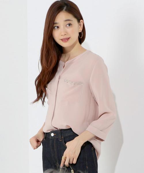 Jewel Changes（ジュエルチェンジズ）の「●JOC TA/PE 装飾ブラウス（シャツ/ブラウス・レディース・ホワイト/ライトピンク/ネイビー・FREE）」の3枚目の写真