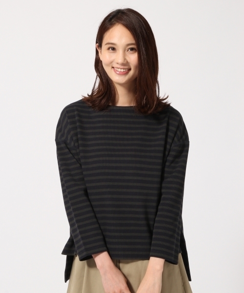 GLOBAL WORK（グローバルワーク）の「ボーダーワイドプルオーバー/763632（Tシャツ/カットソー・レディース・パープル/ホワイト/ピンク/ベージュ系その他/グリーン・LARGE/MEDIUM）」の4枚目の写真