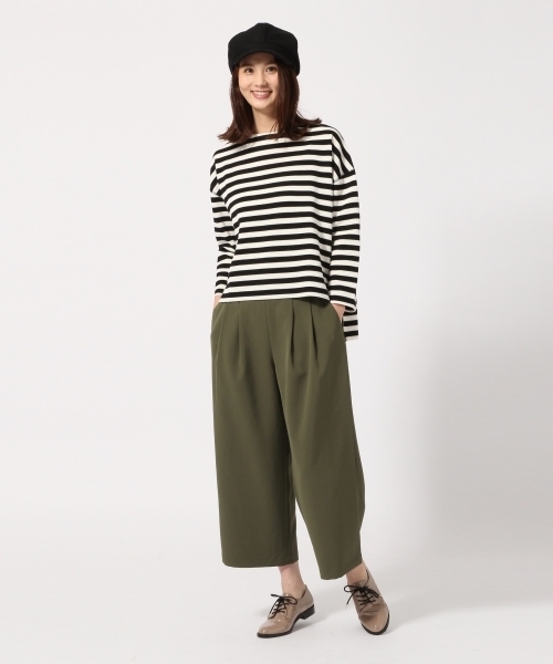 GLOBAL WORK（グローバルワーク）の「ボーダーワイドプルオーバー/763632（Tシャツ/カットソー・レディース・パープル/ホワイト/ピンク/ベージュ系その他/グリーン・LARGE/MEDIUM）」の6枚目の写真