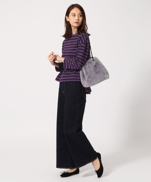 GLOBAL WORK（グローバルワーク）の「ボーダーワイドプルオーバー/763632（Tシャツ/カットソー・レディース・パープル/ホワイト/ピンク/ベージュ系その他/グリーン・LARGE/MEDIUM）」の12枚目の写真