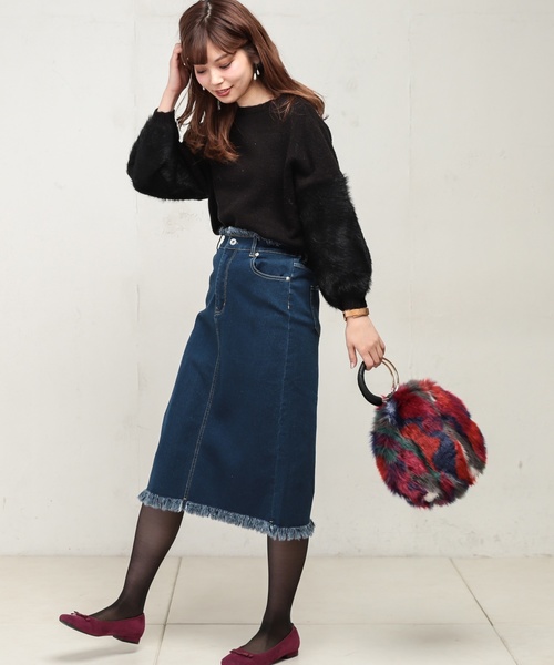 natural couture（ナチュラルクチュール）の「ふわふわ袖シャギーニット（ニット/セーター・レディース・アイボリー/ブラック/ベージュ/ブルー/パープル系その他・FREE）」の18枚目の写真