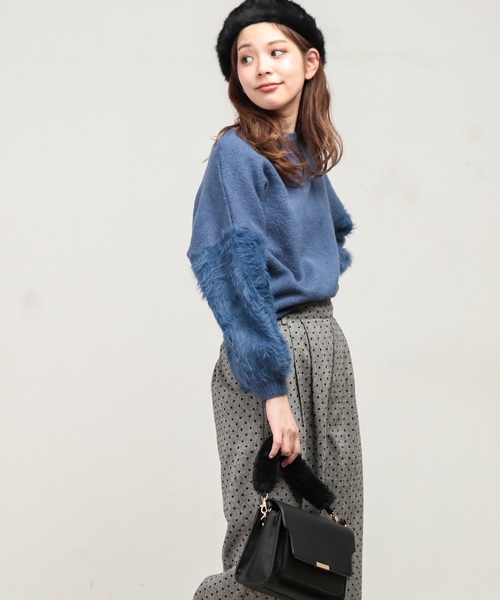 natural couture（ナチュラルクチュール）の「ふわふわ袖シャギーニット（ニット/セーター・レディース・アイボリー/ブラック/ベージュ/ブルー/パープル系その他・FREE）」の19枚目の写真