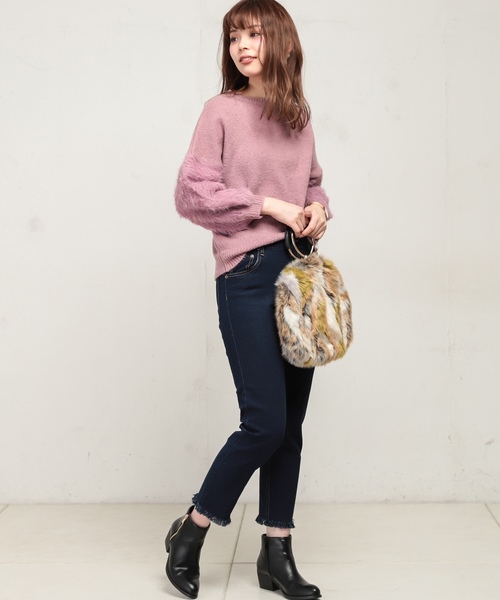 natural couture（ナチュラルクチュール）の「ふわふわ袖シャギーニット（ニット/セーター・レディース・アイボリー/ブラック/ベージュ/ブルー/パープル系その他・FREE）」の13枚目の写真