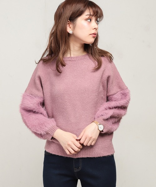 natural couture（ナチュラルクチュール）の「ふわふわ袖シャギーニット（ニット/セーター・レディース・アイボリー/ブラック/ベージュ/ブルー/パープル系その他・FREE）」の11枚目の写真