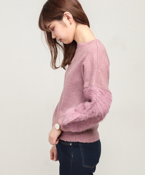 natural couture（ナチュラルクチュール）の「ふわふわ袖シャギーニット（ニット/セーター・レディース・アイボリー/ブラック/ベージュ/ブルー/パープル系その他・FREE）」の17枚目の写真