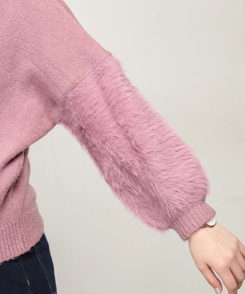 natural couture（ナチュラルクチュール）の「ふわふわ袖シャギーニット（ニット/セーター・レディース・アイボリー/ブラック/ベージュ/ブルー/パープル系その他・FREE）」の8枚目の写真