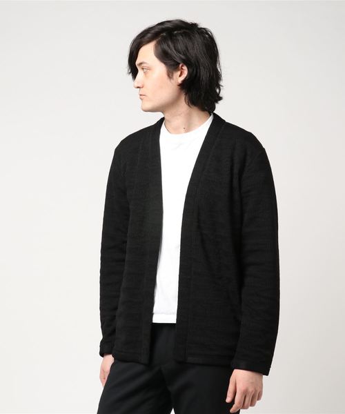 AZUL by moussy（アズールバイマウジー）の「ヘリンボンジャージミドルトッパー（カーディガン/ボレロ・メンズ・ブラック/トップグレー・LARGE/MEDIUM/SMALL/X-LARGE/X-SMALL）」の5枚目の写真