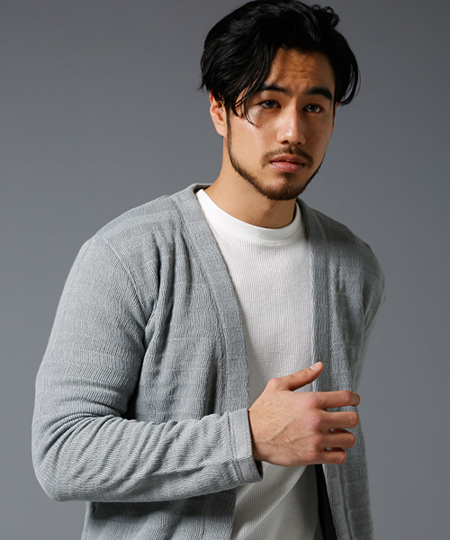 AZUL by moussy（アズールバイマウジー）の「ヘリンボンジャージミドルトッパー（カーディガン/ボレロ・メンズ・ブラック/トップグレー・LARGE/MEDIUM/SMALL/X-LARGE/X-SMALL）」の9枚目の写真
