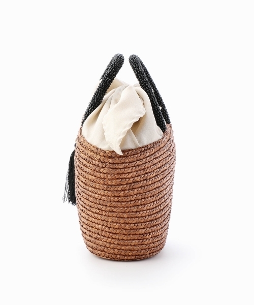 FREAK'S STORE（フリークスストア）の「ビーズハンドルかごバッグ（かごバッグ・レディース・ホワイト/ブラウン/ナチュラル/ブラック・FREE）」の6枚目の写真
