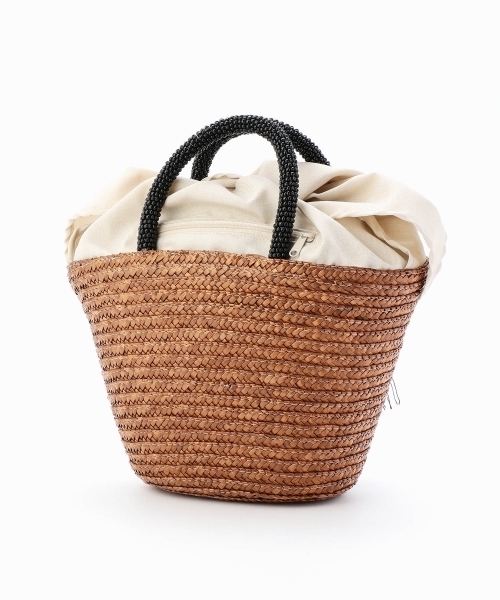 FREAK'S STORE（フリークスストア）の「ビーズハンドルかごバッグ（かごバッグ・レディース・ホワイト/ブラウン/ナチュラル/ブラック・FREE）」の5枚目の写真