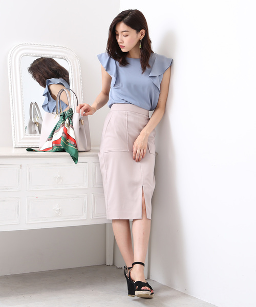 N.（N. Natural Beauty Basic）（エヌエヌナチュラルビューティーベーシック）の「【steady. 8月号掲載】フロントスリットスカート（スカート・レディース・ブラウン/ピンク/グレー・MEDIUM）」の7枚目の写真