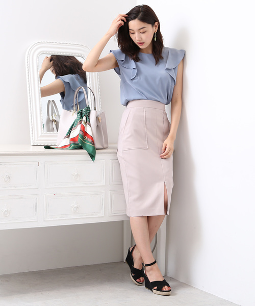 N.（N. Natural Beauty Basic）（エヌエヌナチュラルビューティーベーシック）の「【steady. 8月号掲載】フロントスリットスカート（スカート・レディース・ブラウン/ピンク/グレー・MEDIUM）」の9枚目の写真