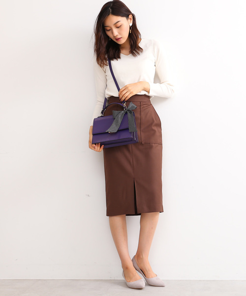 N.（N. Natural Beauty Basic）（エヌエヌナチュラルビューティーベーシック）の「【steady. 8月号掲載】フロントスリットスカート（スカート・レディース・ブラウン/ピンク/グレー・MEDIUM）」の11枚目の写真