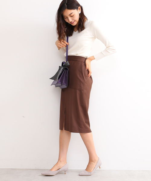 N.（N. Natural Beauty Basic）（エヌエヌナチュラルビューティーベーシック）の「【steady. 8月号掲載】フロントスリットスカート（スカート・レディース・ブラウン/ピンク/グレー・MEDIUM）」の12枚目の写真