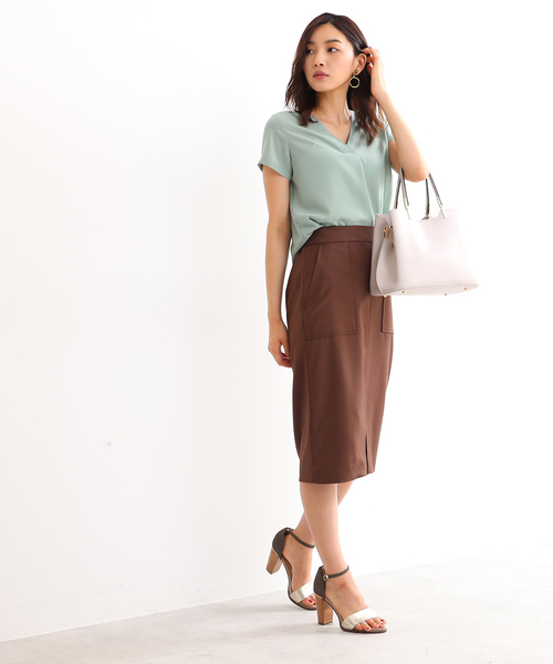 N.（N. Natural Beauty Basic）（エヌエヌナチュラルビューティーベーシック）の「【steady. 8月号掲載】フロントスリットスカート（スカート・レディース・ブラウン/ピンク/グレー・MEDIUM）」の15枚目の写真