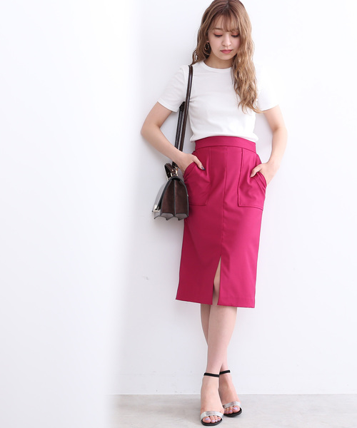 N.（N. Natural Beauty Basic）（エヌエヌナチュラルビューティーベーシック）の「【steady. 8月号掲載】フロントスリットスカート（スカート・レディース・ブラウン/ピンク/グレー・MEDIUM）」の17枚目の写真