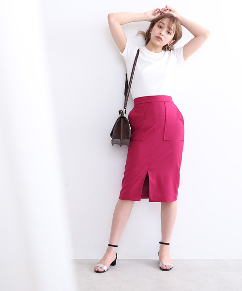 N.（N. Natural Beauty Basic）（エヌエヌナチュラルビューティーベーシック）の「【steady. 8月号掲載】フロントスリットスカート（スカート・レディース・ブラウン/ピンク/グレー・MEDIUM）」の18枚目の写真