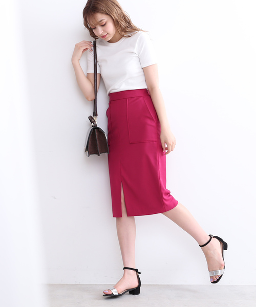 N.（N. Natural Beauty Basic）（エヌエヌナチュラルビューティーベーシック）の「【steady. 8月号掲載】フロントスリットスカート（スカート・レディース・ブラウン/ピンク/グレー・MEDIUM）」の19枚目の写真