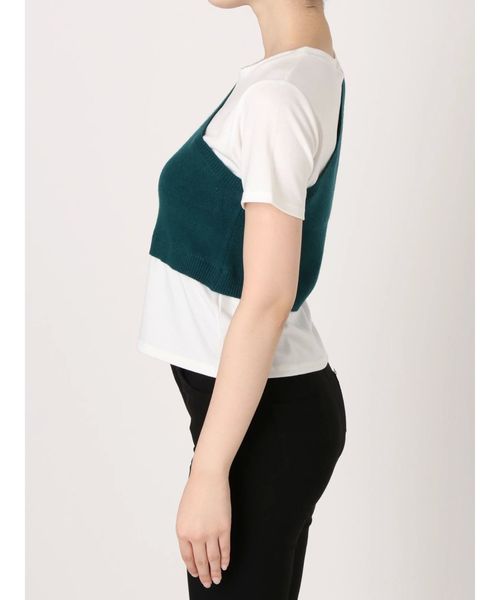 MURUA(ムルーア)の「ワンショルドッキングT(Tシャツ/カットソー・レディース・ダークグリーン/ブラック/キャメル・FREE)」の5枚目の写真