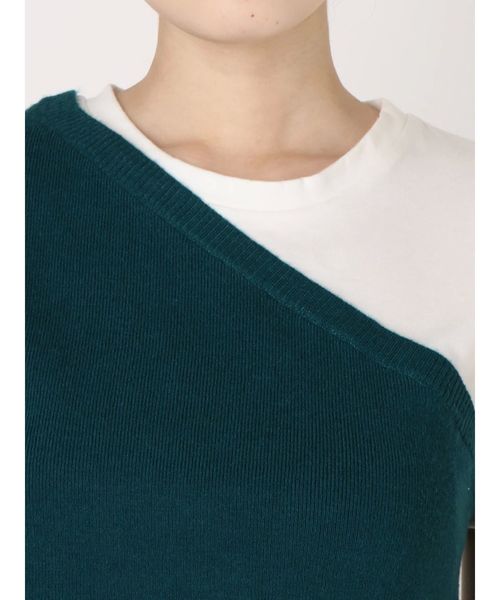 MURUA(ムルーア)の「ワンショルドッキングT(Tシャツ/カットソー・レディース・ダークグリーン/ブラック/キャメル・FREE)」の7枚目の写真