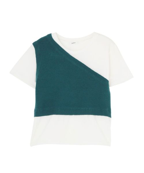 MURUA(ムルーア)の「ワンショルドッキングT(Tシャツ/カットソー・レディース・ダークグリーン/ブラック/キャメル・FREE)」の15枚目の写真