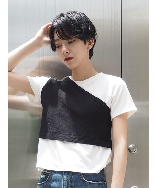 MURUA(ムルーア)の「ワンショルドッキングT(Tシャツ/カットソー・レディース・ダークグリーン/ブラック/キャメル・FREE)」の17枚目の写真