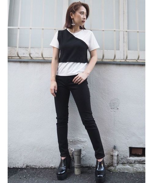 MURUA(ムルーア)の「ワンショルドッキングT(Tシャツ/カットソー・レディース・ダークグリーン/ブラック/キャメル・FREE)」の18枚目の写真