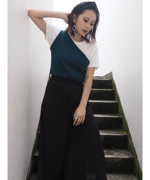 MURUA(ムルーア)の「ワンショルドッキングT(Tシャツ/カットソー・レディース・ダークグリーン/ブラック/キャメル・FREE)」の20枚目の写真