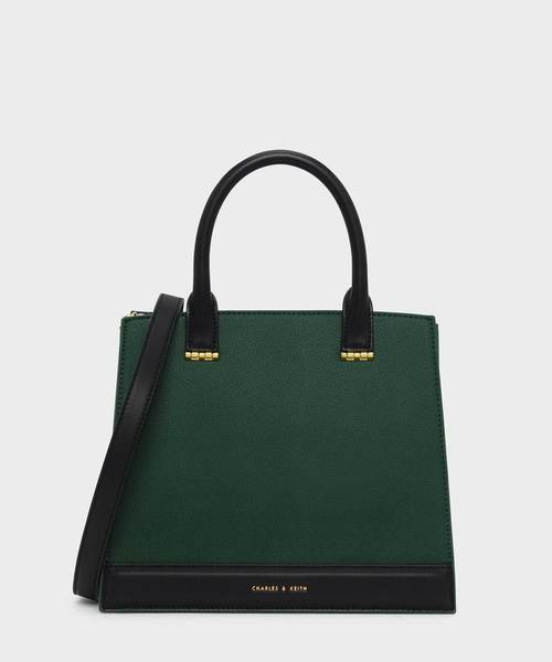 CHARLES & KEITH(チャールズ & キース)の「トップハンドルコントラストバッグ / TOP HANDLE CONTRAST BAG(トートバッグ・レディース・ダークグリーン/マスタード/ピンク系その他/プラム/グレー系その他2・L)」の3枚目の写真