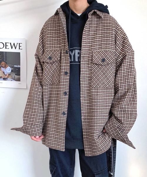 neos（ネオス）の「【neos -addictive design-】タータン ガンクラブ チェック CPO ビッグシルエット シャツジャケット（ブルゾン・メンズ・ブラック/ブラウン/グレー・MEDIUM/LARGE/X-LARGE）」の18枚目の写真