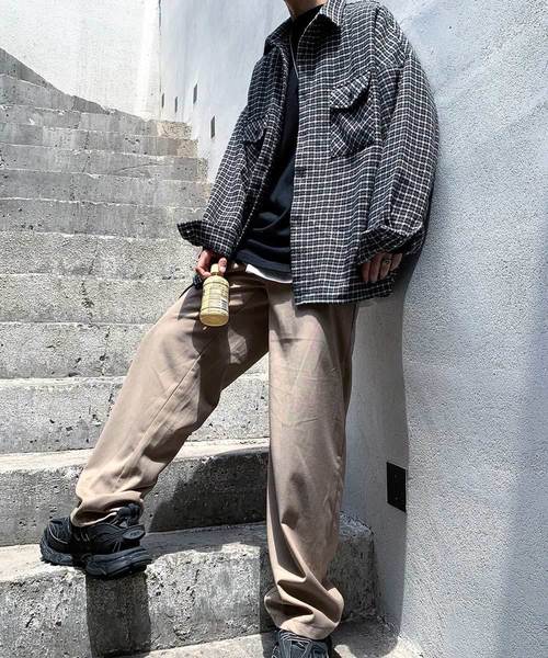 neos（ネオス）の「【neos -addictive design-】タータン ガンクラブ チェック CPO ビッグシルエット シャツジャケット（ブルゾン・メンズ・ブラック/ブラウン/グレー・MEDIUM/LARGE/X-LARGE）」の9枚目の写真