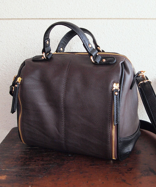 BEAUTY&YOUTH UNITED ARROWS（ビューティーアンドユースユナイテッドアローズ）の「BYSF ∵フェイクジップボストンバッグ ◆（ボストンバッグ・レディース・ダークブラウン/レッド・FREE）」の6枚目の写真