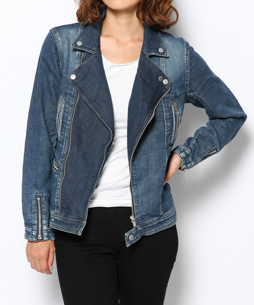 HYSTERIC GLAMOUR（ヒステリックグラマー）の「ニッティッシュクロス ダブルライダースJK（ブルゾン・レディース・インディゴブルー/ブラック・FREE）」の8枚目の写真