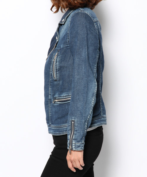 HYSTERIC GLAMOUR（ヒステリックグラマー）の「ニッティッシュクロス ダブルライダースJK（ブルゾン・レディース・インディゴブルー/ブラック・FREE）」の9枚目の写真