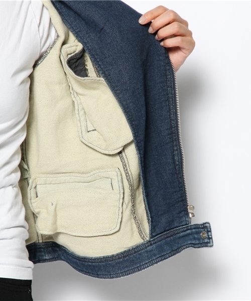 HYSTERIC GLAMOUR（ヒステリックグラマー）の「ニッティッシュクロス ダブルライダースJK（ブルゾン・レディース・インディゴブルー/ブラック・FREE）」の6枚目の写真