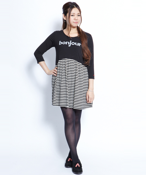 MILKFED.(ミルクフェド)の「COMBI FLARE DRESS bonjour(ワンピース・レディース・ホワイト/ブラック/ライトパープル・SMALL/MEDIUM)」の3枚目の写真