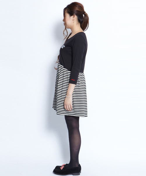 MILKFED.(ミルクフェド)の「COMBI FLARE DRESS bonjour(ワンピース・レディース・ホワイト/ブラック/ライトパープル・SMALL/MEDIUM)」の4枚目の写真