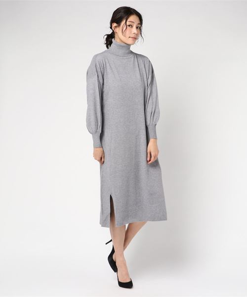 VENCEEXCHANGE（ヴァンスエクスチェンジ）の「ハイネックニットワンピース（ワンピース・レディース・ブラック/ベージュ/ブラウン/グレー・M）」の9枚目の写真