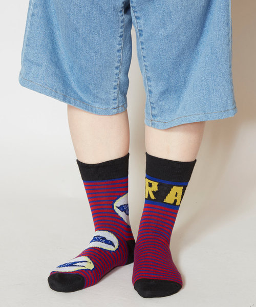 チャイハネ（チャイハネ）の「【チャイハネ】アフリカン柄ミドルソックス23～25cm（ソックス/靴下・レディース・ホワイト/レッド/ブルー・FREE）」の7枚目の写真