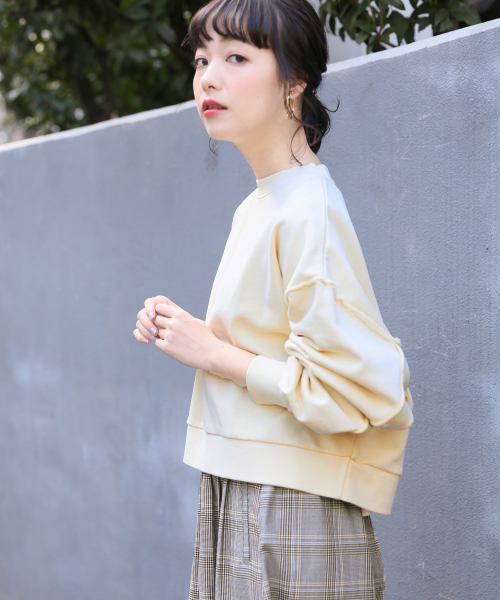 LOWRYS FARM（ローリーズファーム）の「ピグメントウラケショートプルオーバー　826091（スウェット・レディース・ピンク/アイボリー/ブラック・FREE）」の2枚目の写真