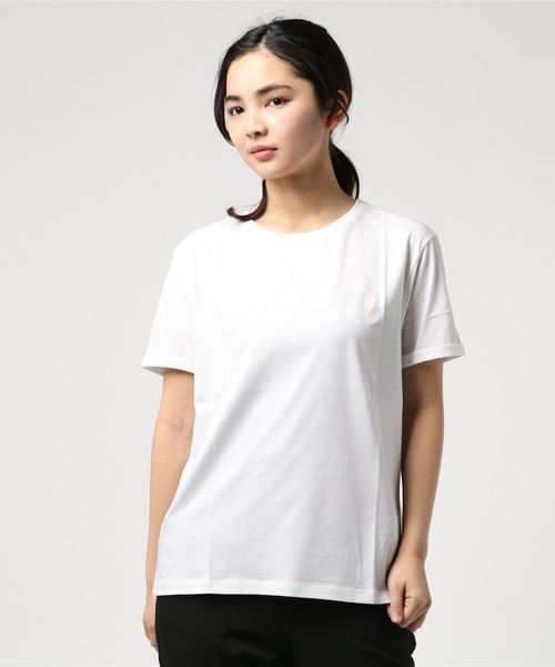 HUGO（ヒューゴ）の「ジャージー クオリティ コットン Tシャツ ウィズ HUGO ロゴ（Tシャツ/カットソー・レディース・ホワイト系その他/レッド系その他/ホワイト/ライトパープル・S/M/L/XS/XL）」の2枚目の写真