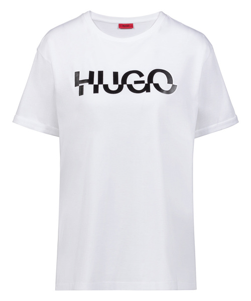 HUGO（ヒューゴ）の「ジャージー クオリティ コットン Tシャツ ウィズ HUGO ロゴ（Tシャツ/カットソー・レディース・ホワイト系その他/レッド系その他/ホワイト/ライトパープル・S/M/L/XS/XL）」の3枚目の写真