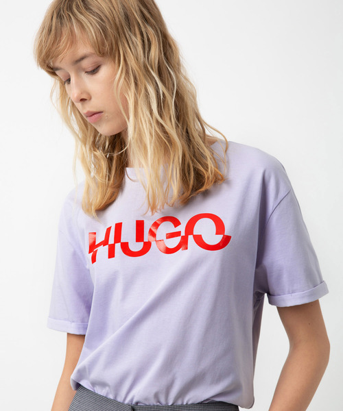 HUGO（ヒューゴ）の「ジャージー クオリティ コットン Tシャツ ウィズ HUGO ロゴ（Tシャツ/カットソー・レディース・ホワイト系その他/レッド系その他/ホワイト/ライトパープル・S/M/L/XS/XL）」の14枚目の写真