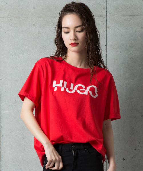 HUGO（ヒューゴ）の「ジャージー クオリティ コットン Tシャツ ウィズ HUGO ロゴ（Tシャツ/カットソー・レディース・ホワイト系その他/レッド系その他/ホワイト/ライトパープル・S/M/L/XS/XL）」の5枚目の写真