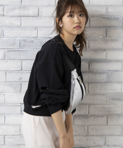 WEGO(ウィゴー)の「WEGO/ダメージスウェット(スウェット・レディース・ライトパープル/オフホワイト/ブラック/ライトイエロー・FREE)」の3枚目の写真