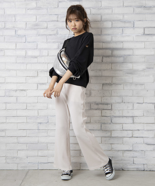 WEGO(ウィゴー)の「WEGO/ダメージスウェット(スウェット・レディース・ライトパープル/オフホワイト/ブラック/ライトイエロー・FREE)」の10枚目の写真