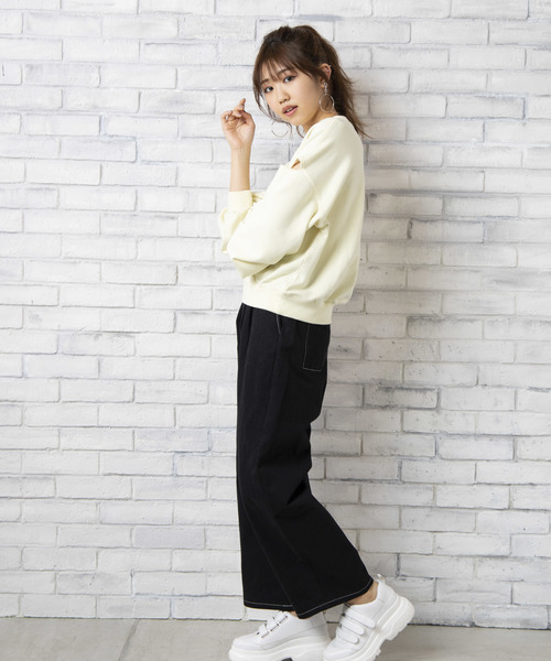 WEGO(ウィゴー)の「WEGO/ダメージスウェット(スウェット・レディース・ライトパープル/オフホワイト/ブラック/ライトイエロー・FREE)」の17枚目の写真