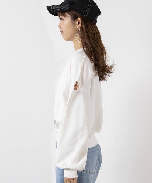 WEGO(ウィゴー)の「WEGO/ダメージスウェット(スウェット・レディース・ライトパープル/オフホワイト/ブラック/ライトイエロー・FREE)」の20枚目の写真