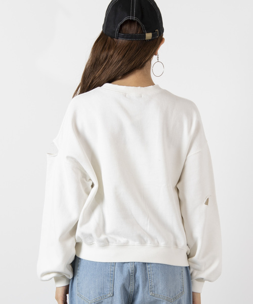 WEGO(ウィゴー)の「WEGO/ダメージスウェット(スウェット・レディース・ライトパープル/オフホワイト/ブラック/ライトイエロー・FREE)」の21枚目の写真