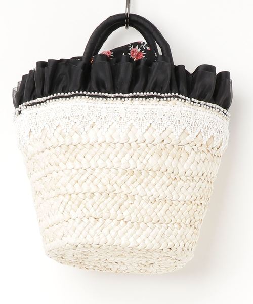 axes femme（アクシーズファム）の「リボンテープかごバッグ（かごバッグ・レディース・ブラック/ベージュ/ワイン・MEDIUM）」の4枚目の写真